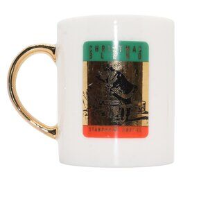Starbucks Coffee Christmas Blend Tea Coffee Cup Mug Gold Painted Handle